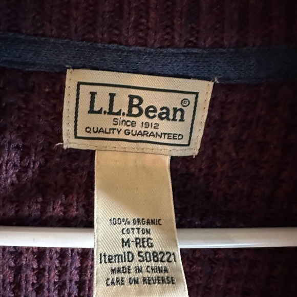 LL Bean Men's Organic Cotton‎ Full Zip Sweater Purple Medium Regular 508221 - Picture 3 of 10